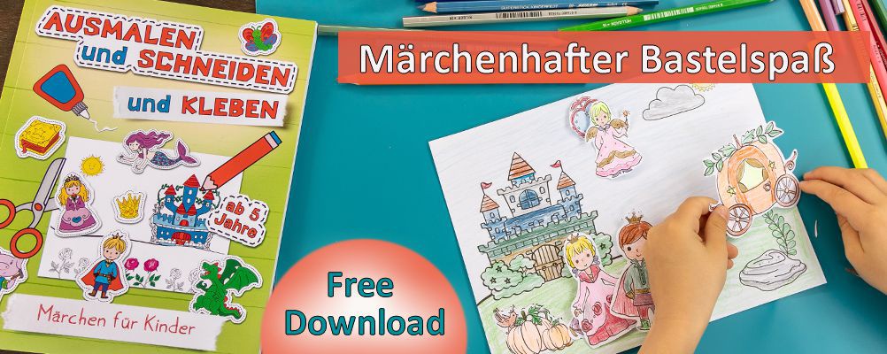 Märchenhafte Beschäftigung für Kinder - Ausmalen, Schneiden und Kleben - Free Download