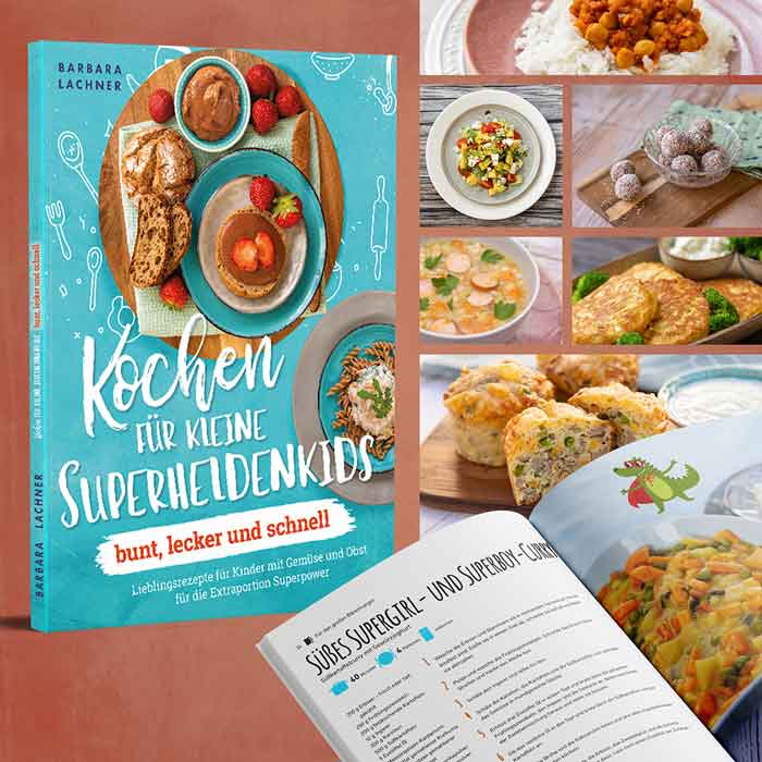Gesundes Essen für Kinder - hole dir ein Proberezept aus diesem bunten Kochbuch - Free Download - Meisterfotografin Barbara Lachner - Barbara Lachner Blog-Ein Kochbuch voller Lieblingsrezepte für Kinder, die gesundes Essen lieben werden! Gesunde Ernährung ist im Familienalltag ein wahres Abenteuer! Das kenne ich auch nur zu gut :) Deswegen ist dieses Kochbuch entstanden. Hole dir ein Proberezept aus "Kochen für kleine Superheldenkids" und probiert es aus.

